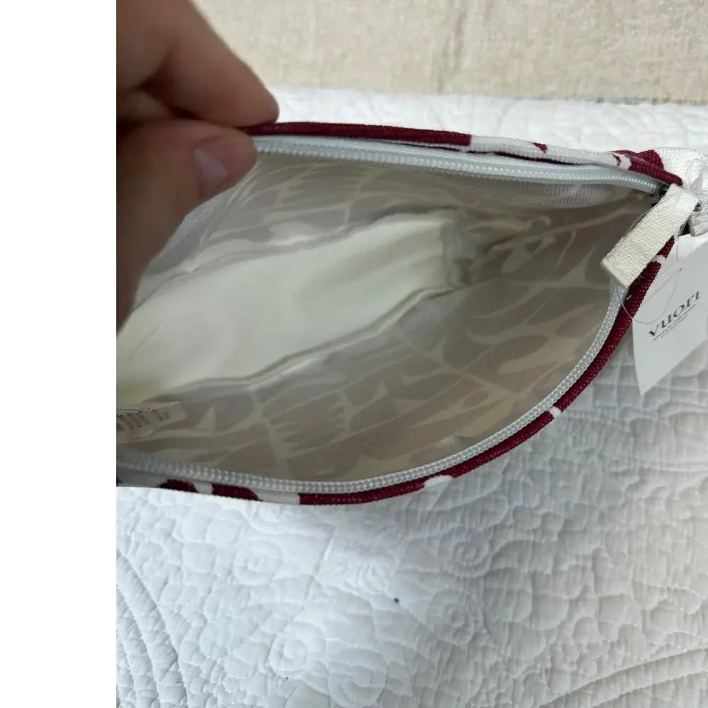 Vuori Red White Holiday Pouch Travel Cosmetic Zip Bag Festive Gift Accessory